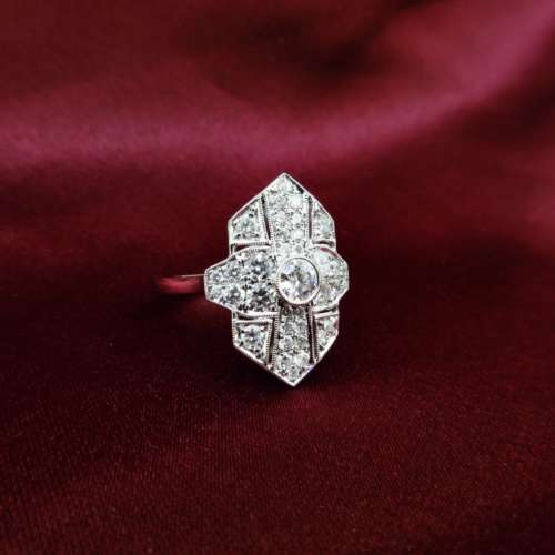 Diamond Art Deco Style Cluster Ring