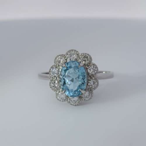 Aquamarine & Diamond Ring