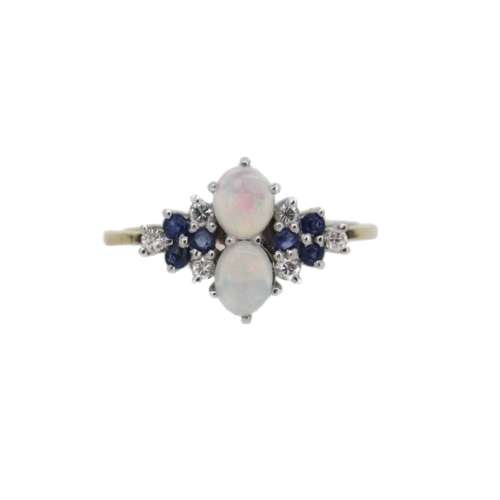 Opal, Sapphire & Diamond Ring
