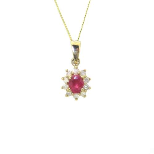 Ruby & Diamond Cluster Necklace
