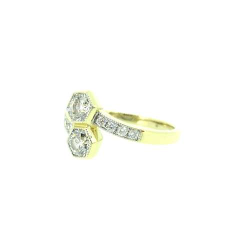 Two Stone Diamond Crossover Ring