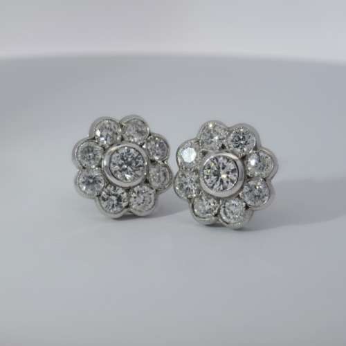 Diamond Daisy Cluster Earrings