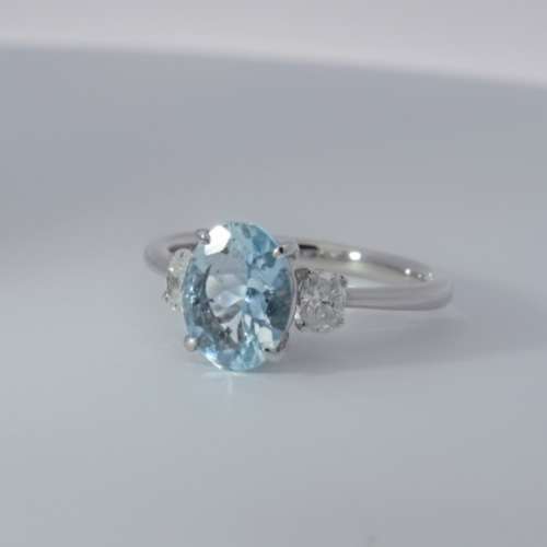 Aquamarine & Diamond Ring