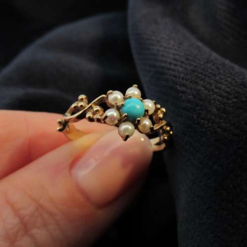 Turquoise & Pearl Ring