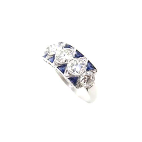 Art Deco Style Sapphire & Diamond Ring