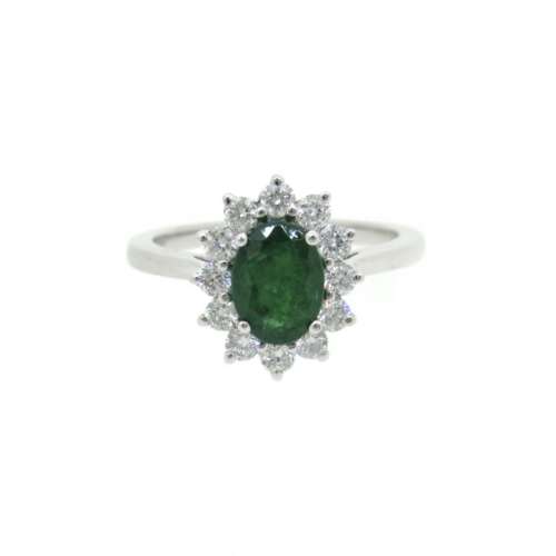 Platinum Emerald & Diamond Ring