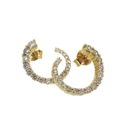 Gold Diamond Curve Earrings