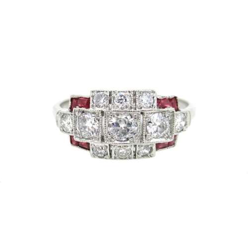 Art Deco Style Ruby & Diamond Ring