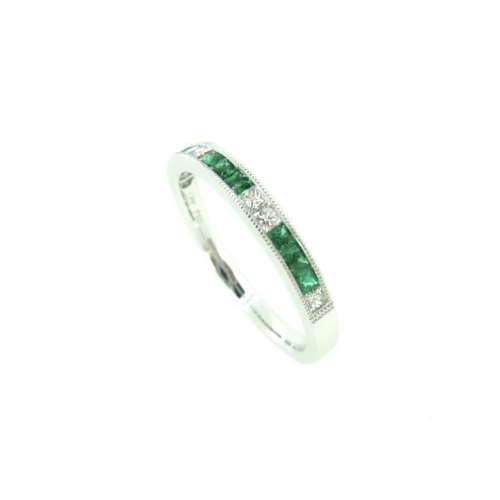 Emerald & Diamond Half Eternity Ring