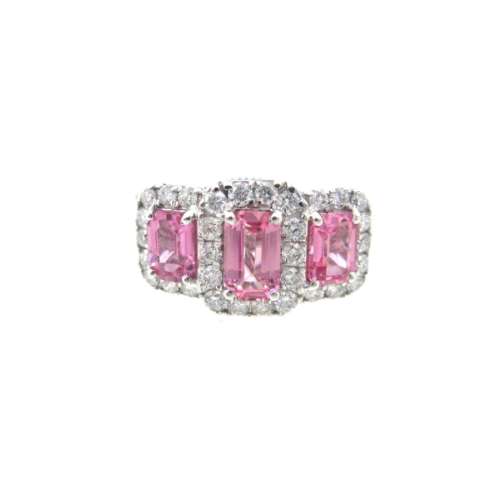 Pink Sapphire and Diamond Platinum ring