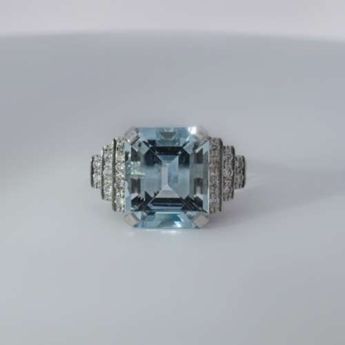 Aquamarine & Diamond Ring