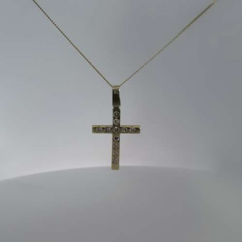 Gold & Diamond Cross Necklace