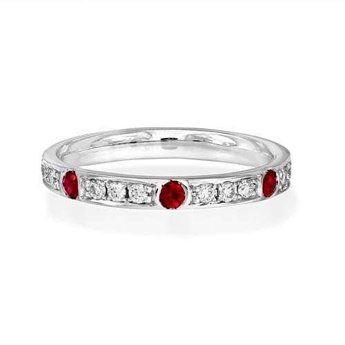 Ruby & Diamond Half Eternity Ring